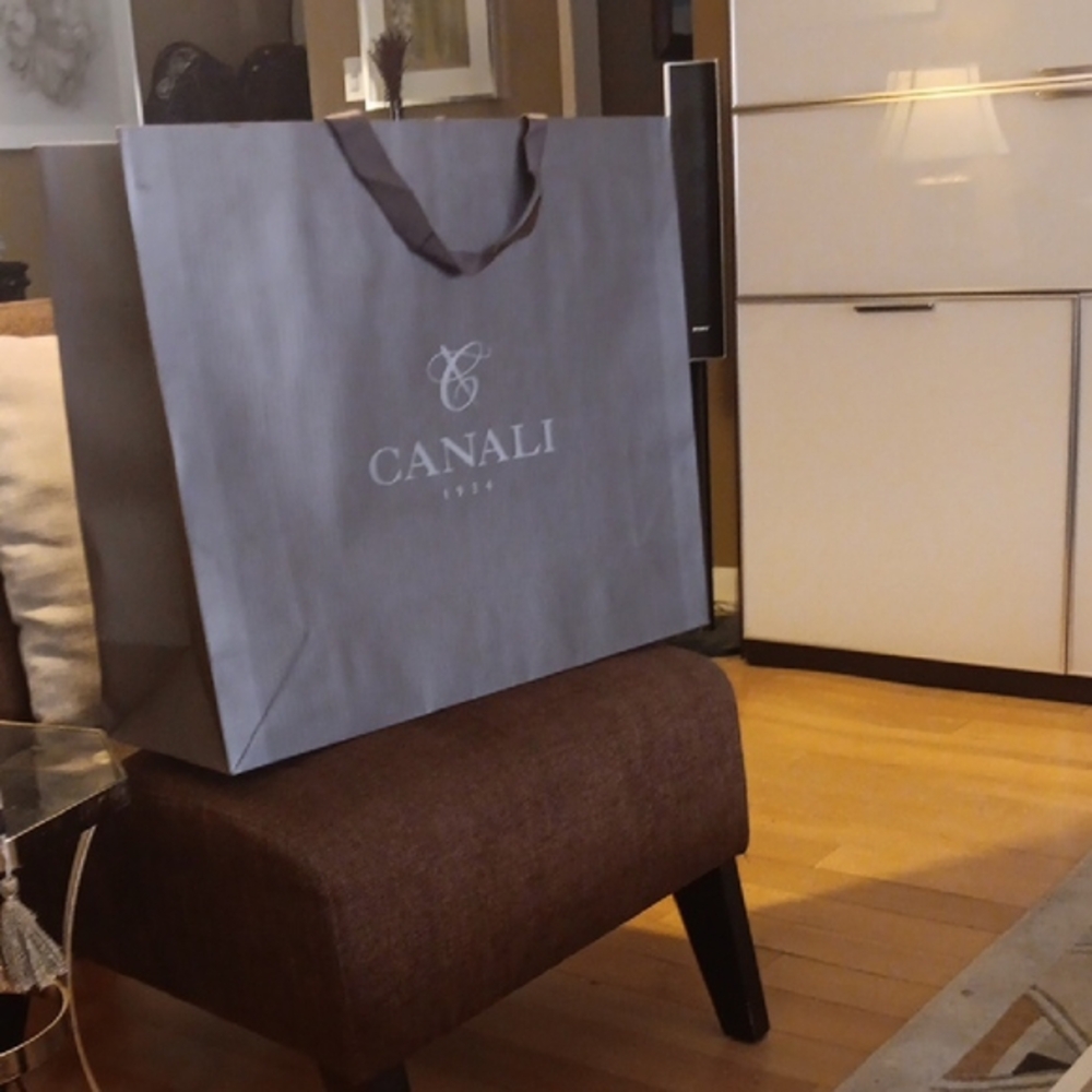 Canali Brown PAPER SHOPPING Bag WITH FABRIC HANDLES - Picture 4 of 5